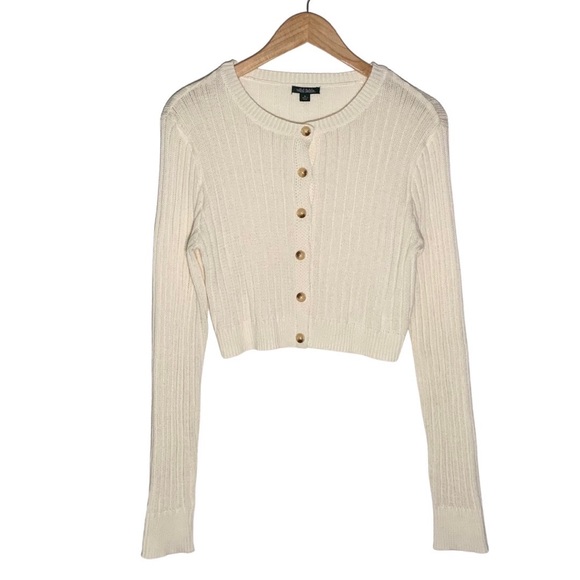 wild fable Sweaters - Wild Fable | Women | Cream Ribbed Cropped Cardigan | Size XL